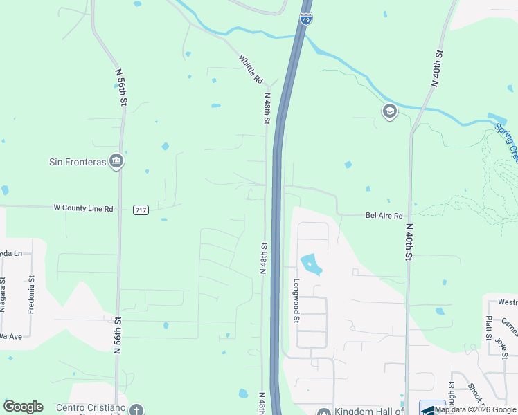map of restaurants, bars, coffee shops, grocery stores, and more near 2944 North 48th Street in Springdale