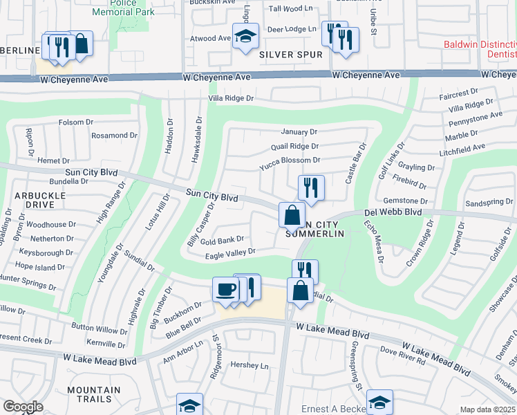 map of restaurants, bars, coffee shops, grocery stores, and more near Mountain Gate Drive in Las Vegas