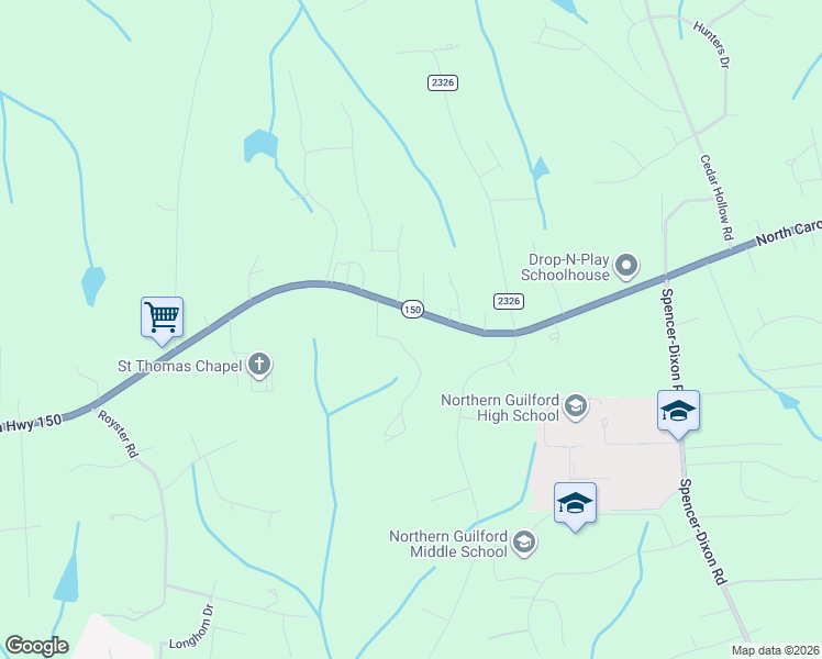 map of restaurants, bars, coffee shops, grocery stores, and more near 517-523 North Carolina 150 in Greensboro