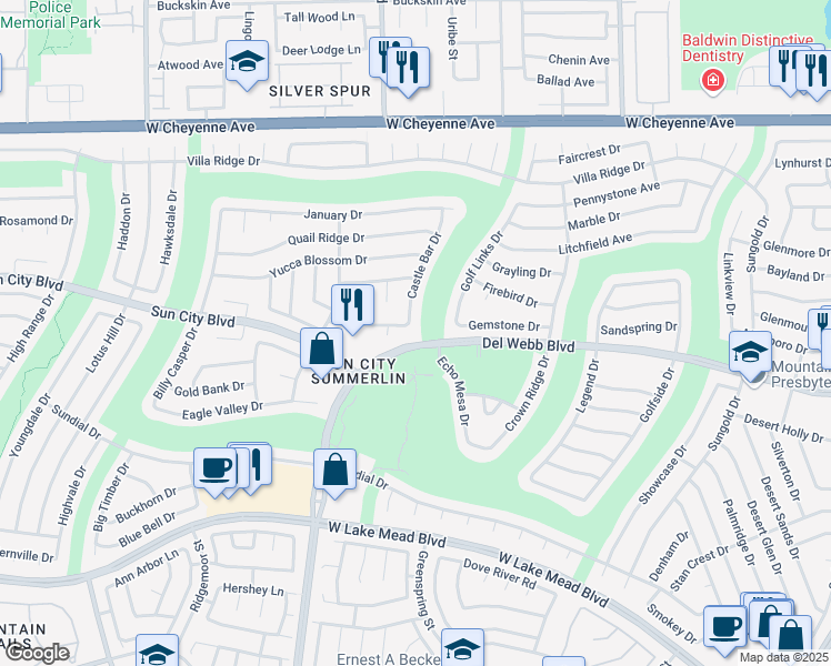 map of restaurants, bars, coffee shops, grocery stores, and more near 9201 Cactus Wood Drive in Las Vegas