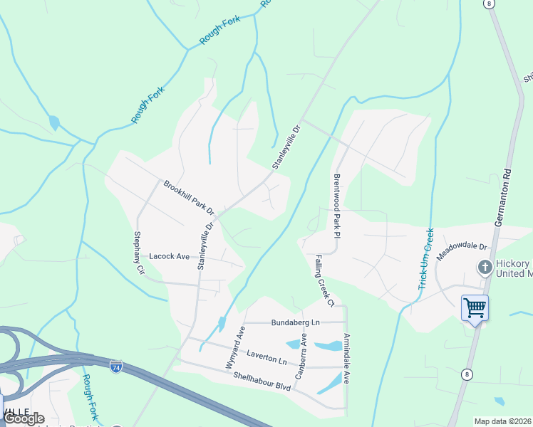 map of restaurants, bars, coffee shops, grocery stores, and more near 650 Austin Park Drive in Rural Hall