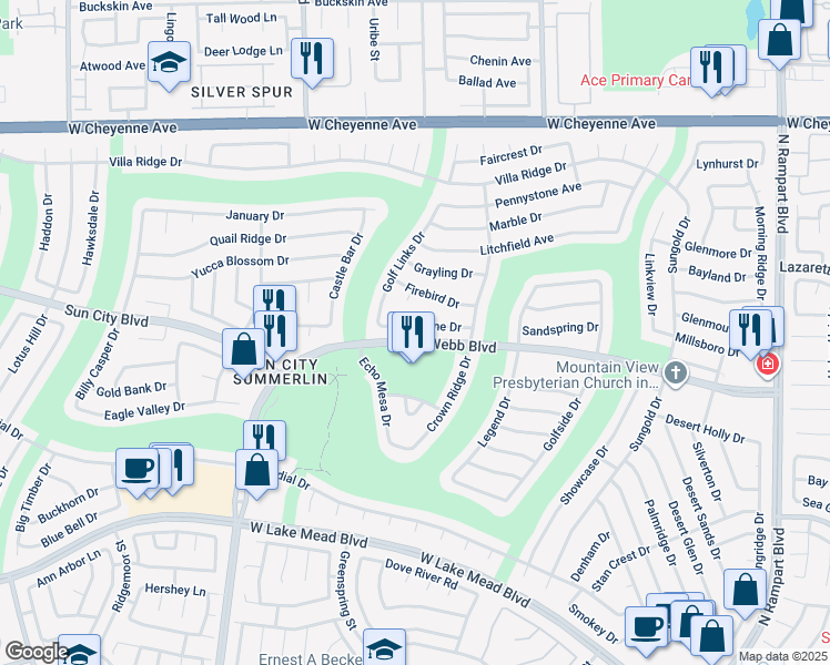 map of restaurants, bars, coffee shops, grocery stores, and more near 9109 Gemstone Drive in Las Vegas