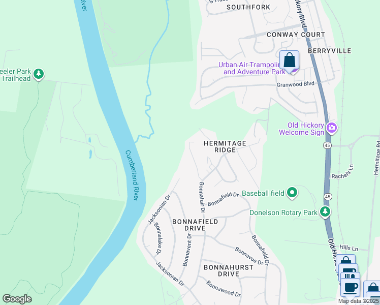 map of restaurants, bars, coffee shops, grocery stores, and more near 735 Linden Green Drive in Nashville