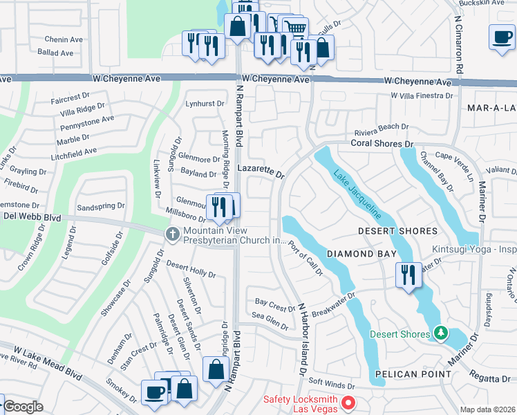 map of restaurants, bars, coffee shops, grocery stores, and more near 8412 Haven Brook Court in Las Vegas