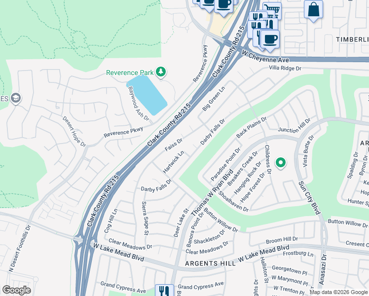 map of restaurants, bars, coffee shops, grocery stores, and more near 2775 Darby Falls Drive in Las Vegas