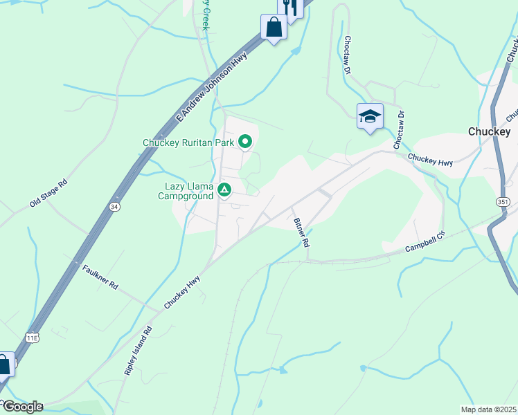 map of restaurants, bars, coffee shops, grocery stores, and more near 56 Chuckey Point in Chuckey