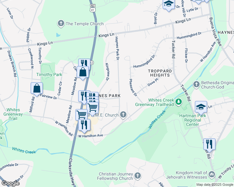 map of restaurants, bars, coffee shops, grocery stores, and more near 184 Haynes Park Drive in Nashville