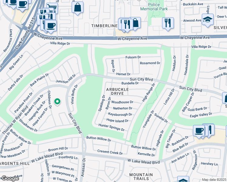 map of restaurants, bars, coffee shops, grocery stores, and more near 10041 Arbuckle Drive in Las Vegas