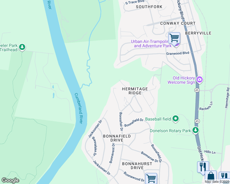 map of restaurants, bars, coffee shops, grocery stores, and more near 742 Linden Green Drive in Nashville