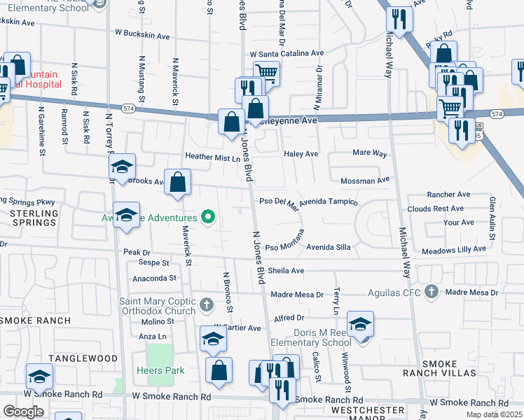 map of restaurants, bars, coffee shops, grocery stores, and more near 5904 Paseo Del Mar in Las Vegas
