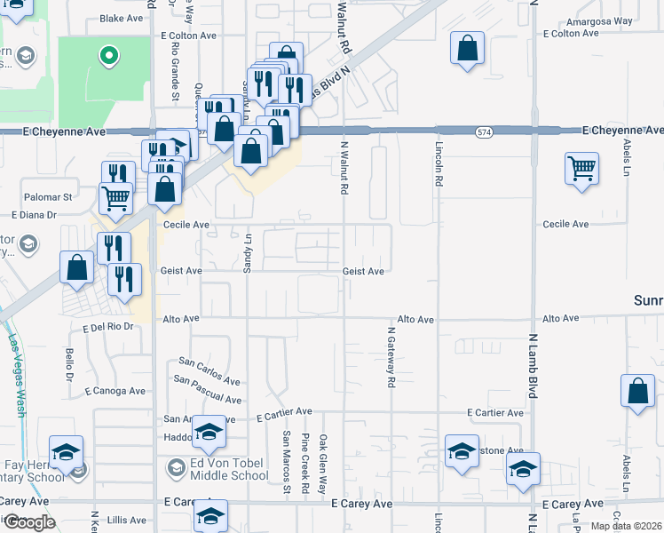 map of restaurants, bars, coffee shops, grocery stores, and more near 3873 Soda Springs Drive in Las Vegas