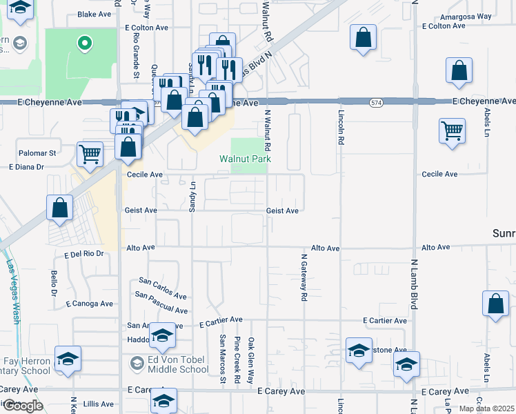 map of restaurants, bars, coffee shops, grocery stores, and more near 3839 Terrazzo Avenue in Las Vegas