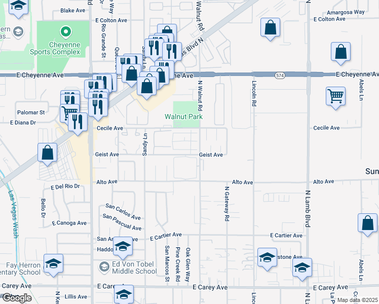 map of restaurants, bars, coffee shops, grocery stores, and more near 3839 Terrazzo Avenue in Las Vegas