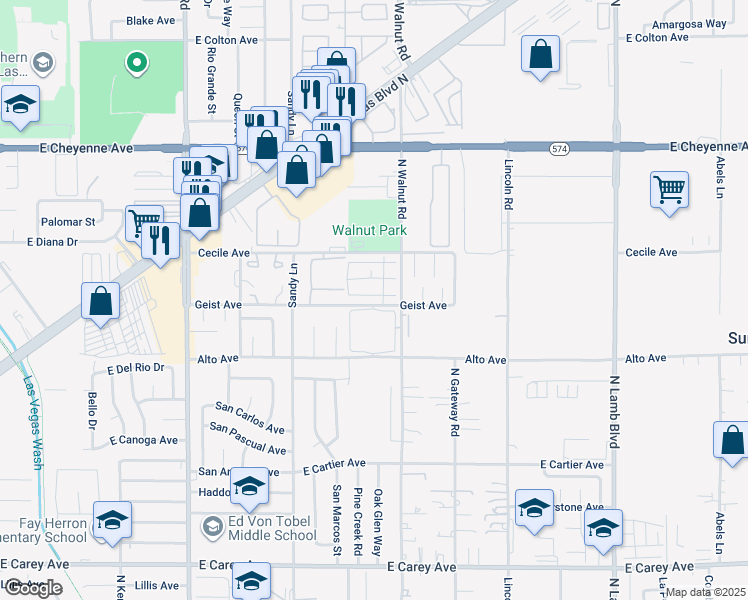 map of restaurants, bars, coffee shops, grocery stores, and more near 3839 Terrazzo Avenue in Las Vegas