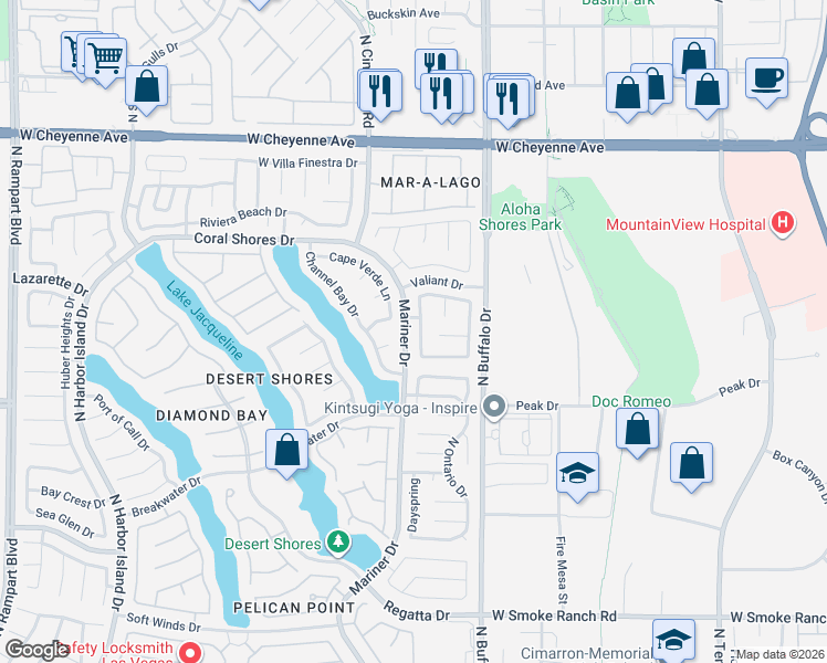 map of restaurants, bars, coffee shops, grocery stores, and more near 2908 Moonlight B in Las Vegas