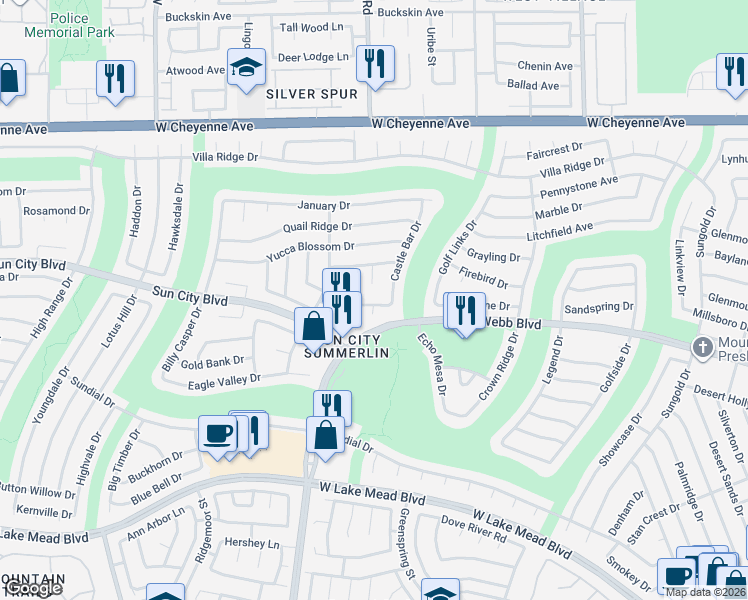 map of restaurants, bars, coffee shops, grocery stores, and more near 2817 Brianwood Court in Las Vegas