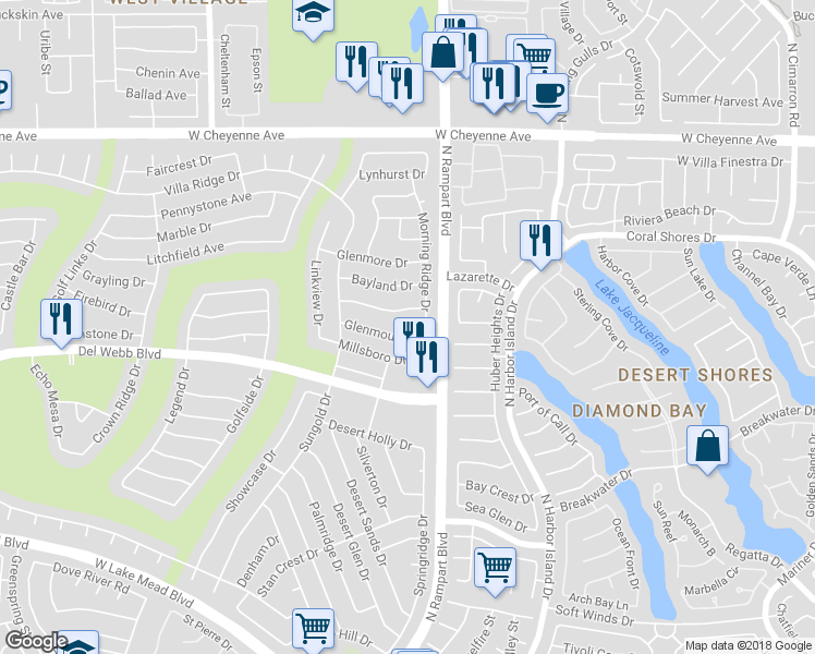 map of restaurants, bars, coffee shops, grocery stores, and more near 8508 Glenmount Drive in Las Vegas