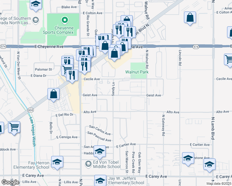 map of restaurants, bars, coffee shops, grocery stores, and more near 3700 Cecile Avenue in Las Vegas