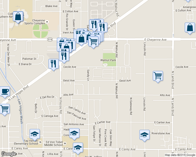 map of restaurants, bars, coffee shops, grocery stores, and more near 3790 Shirebrook Drive in Las Vegas