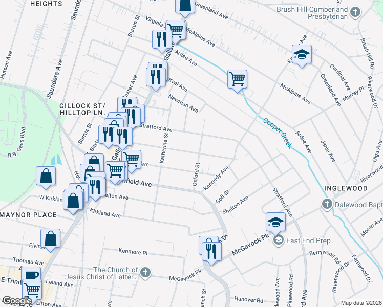 map of restaurants, bars, coffee shops, grocery stores, and more near in Nashville
