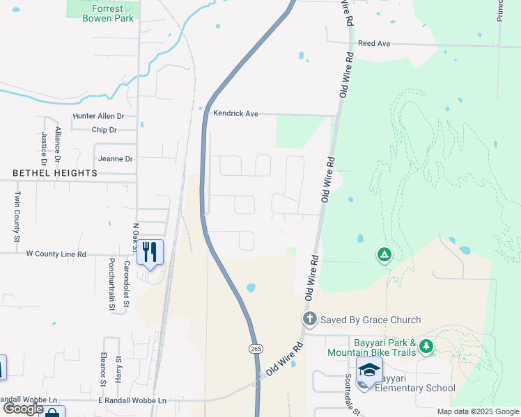 map of restaurants, bars, coffee shops, grocery stores, and more near 1253 Apache Trail in Springdale
