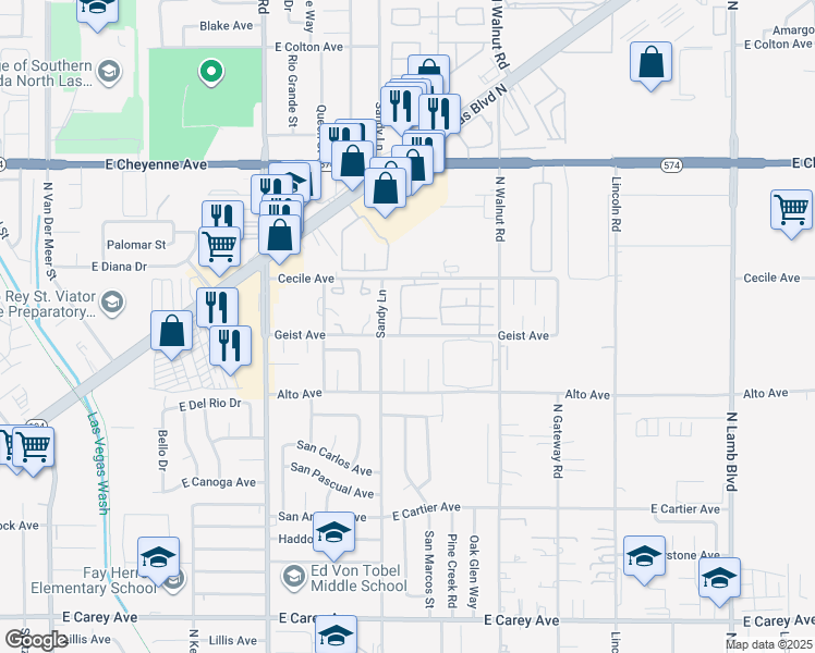 map of restaurants, bars, coffee shops, grocery stores, and more near 3751 Shirebrook Drive in Las Vegas