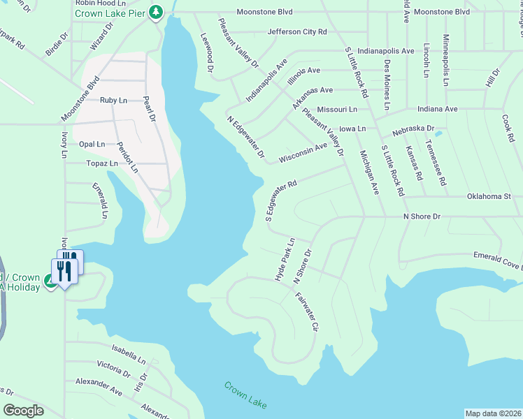 map of restaurants, bars, coffee shops, grocery stores, and more near 1209 South Edgewater Road in Horseshoe Bend