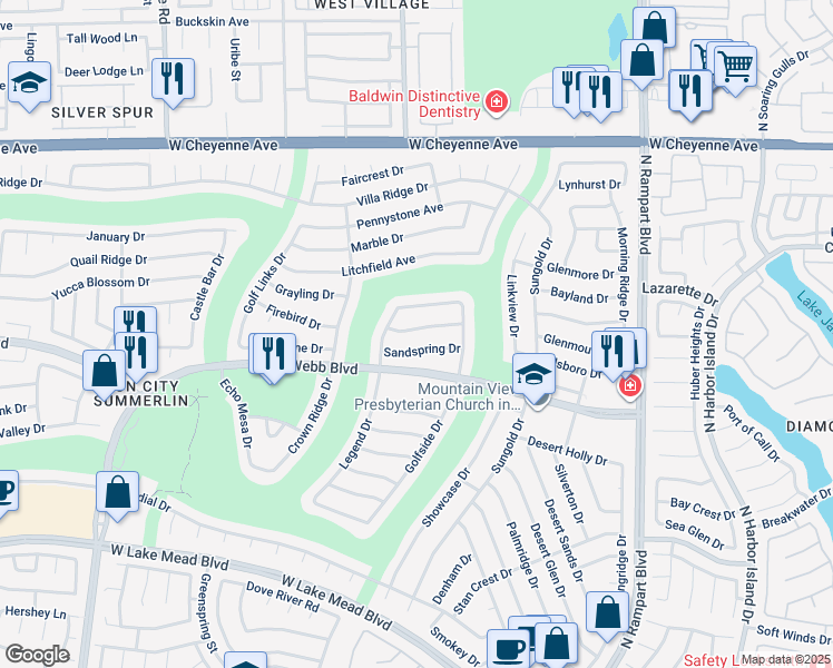 map of restaurants, bars, coffee shops, grocery stores, and more near 8825 Stoney Point Drive in Las Vegas