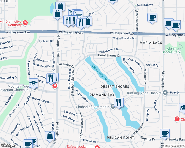 map of restaurants, bars, coffee shops, grocery stores, and more near 8300 Slate Harbor Circle in Las Vegas