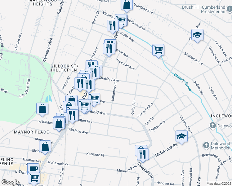 map of restaurants, bars, coffee shops, grocery stores, and more near in Nashville