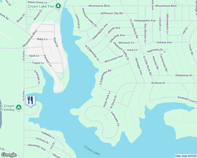 map of restaurants, bars, coffee shops, grocery stores, and more near 1209 South Edgewater Road in Horseshoe Bend