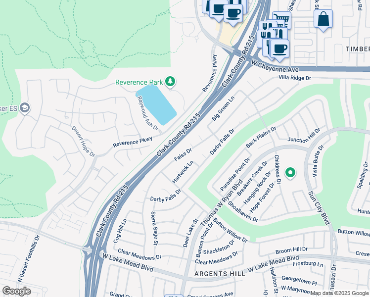 map of restaurants, bars, coffee shops, grocery stores, and more near 2779 Faiss Drive in Las Vegas