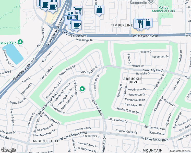 map of restaurants, bars, coffee shops, grocery stores, and more near 2833 Vista Butte Drive in Las Vegas