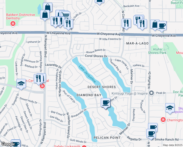 map of restaurants, bars, coffee shops, grocery stores, and more near 2941 Harbor Cove Drive in Las Vegas