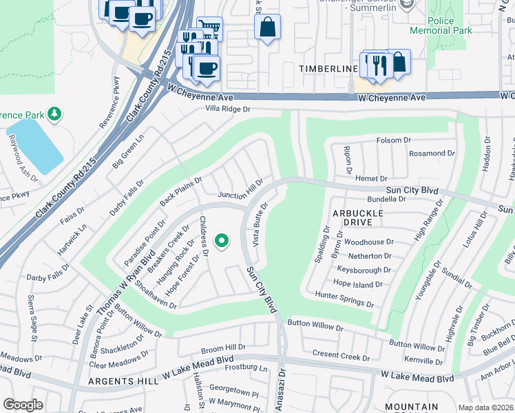 map of restaurants, bars, coffee shops, grocery stores, and more near 2901 Vista Butte Drive in Las Vegas