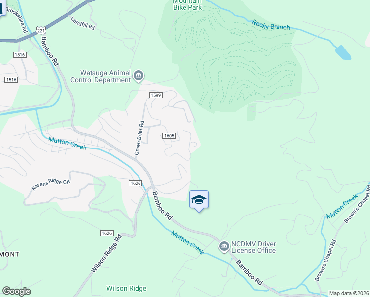 map of restaurants, bars, coffee shops, grocery stores, and more near 126 Margo Lane in Boone