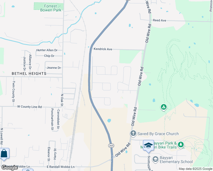 map of restaurants, bars, coffee shops, grocery stores, and more near 1091 Terry Lane in Springdale