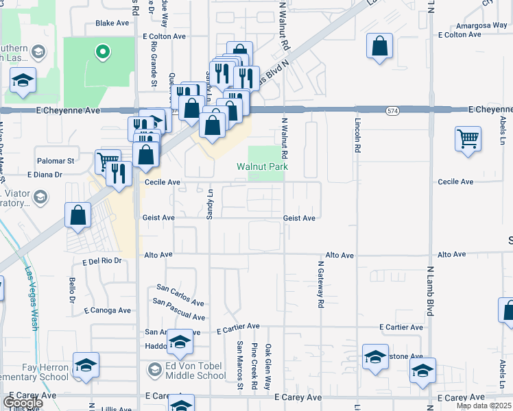 map of restaurants, bars, coffee shops, grocery stores, and more near 3819 Terrazzo Avenue in Las Vegas