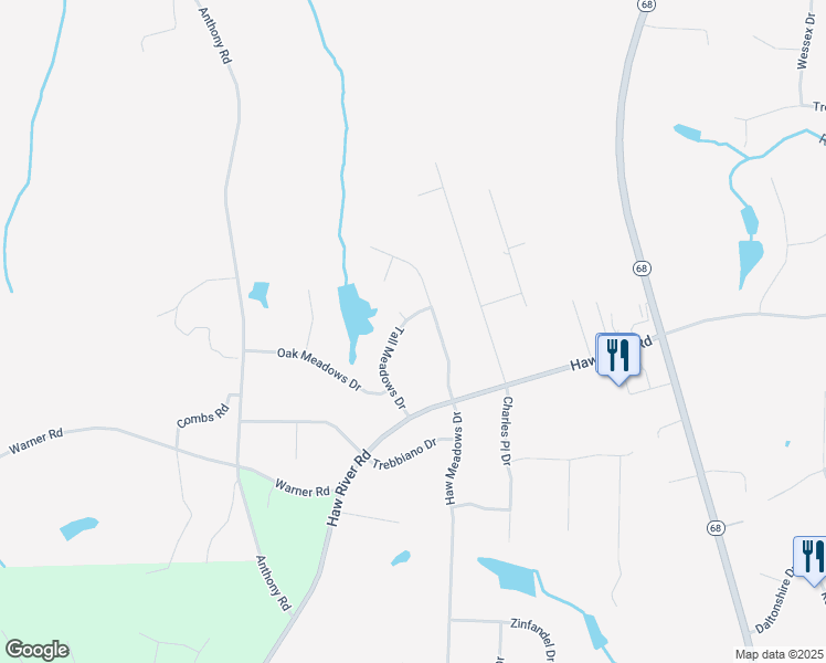 map of restaurants, bars, coffee shops, grocery stores, and more near 7708 Tall Meadows Drive in Kernersville
