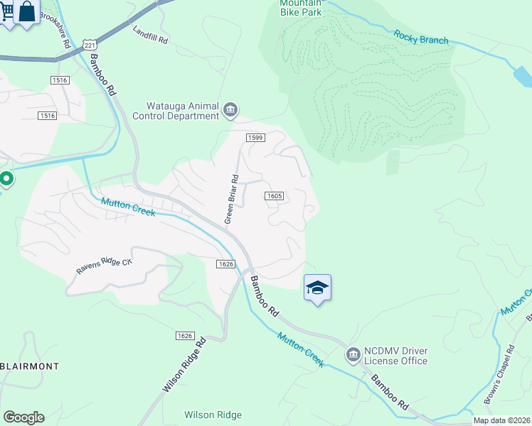 map of restaurants, bars, coffee shops, grocery stores, and more near 334 Margo Lane in Boone