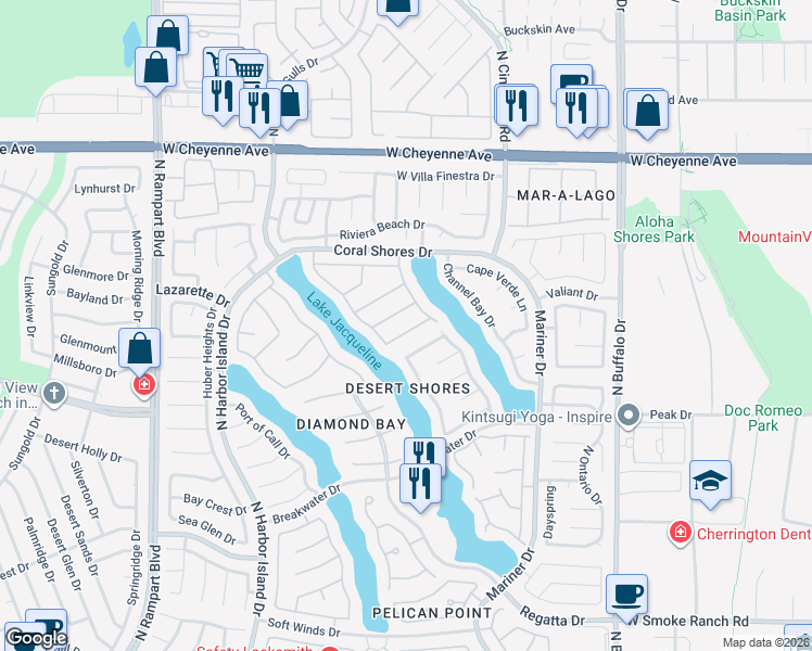 map of restaurants, bars, coffee shops, grocery stores, and more near 8112 Sunset Cove Dr in Las Vegas