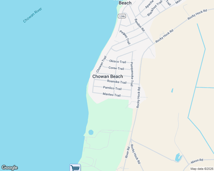 map of restaurants, bars, coffee shops, grocery stores, and more near 502 Tuscaroro Trail in Edenton