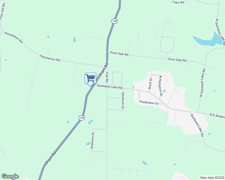 map of restaurants, bars, coffee shops, grocery stores, and more near 3453 Fisk Road in Cookeville