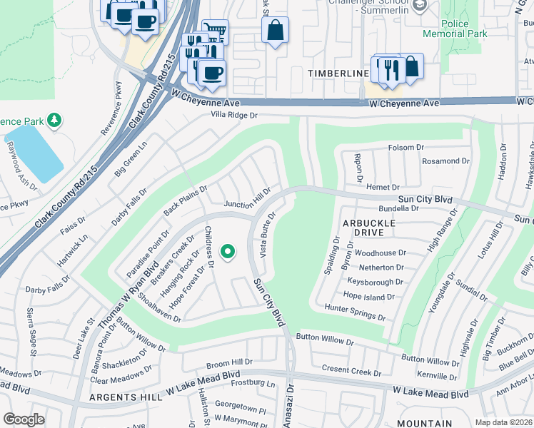 map of restaurants, bars, coffee shops, grocery stores, and more near 2901 Vista Butte Dr in Las Vegas
