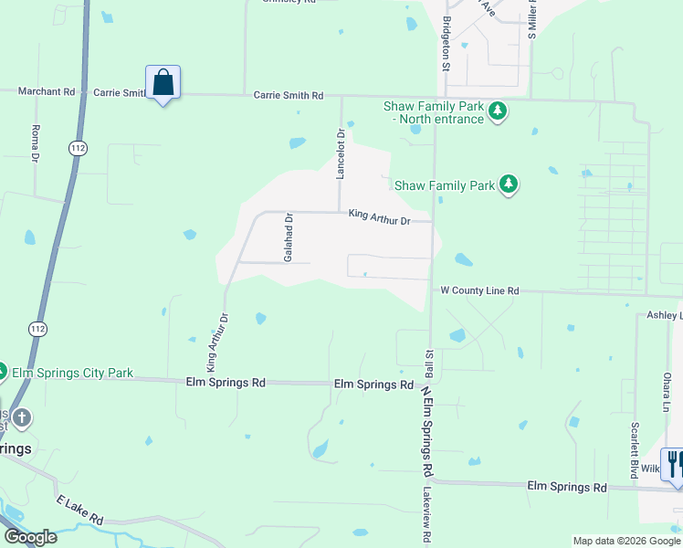 map of restaurants, bars, coffee shops, grocery stores, and more near 7986 Longspur Avenue in Springdale
