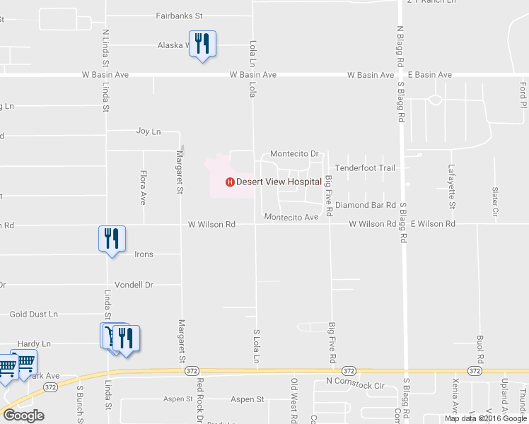 map of restaurants, bars, coffee shops, grocery stores, and more near 520 Montecito Dr in Pahrump