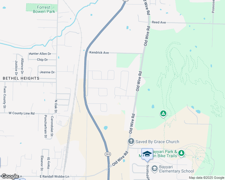 map of restaurants, bars, coffee shops, grocery stores, and more near 1253 Apache Trail in Springdale