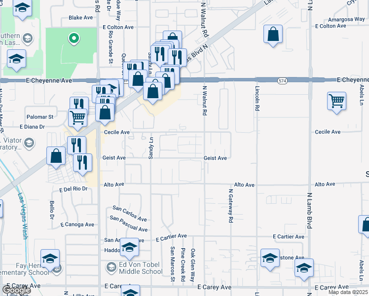 map of restaurants, bars, coffee shops, grocery stores, and more near 3819 Terrazzo Avenue in Las Vegas