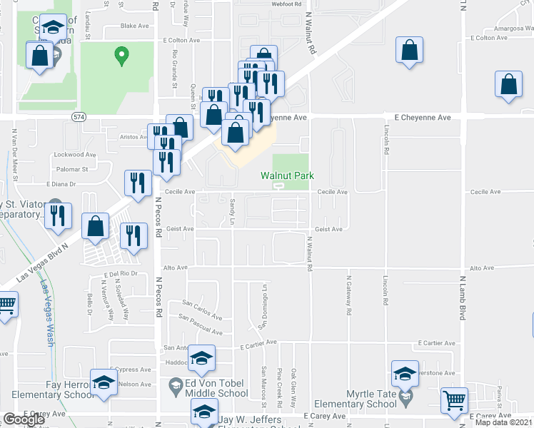 map of restaurants, bars, coffee shops, grocery stores, and more near 3790 Shirebrook Drive in Las Vegas