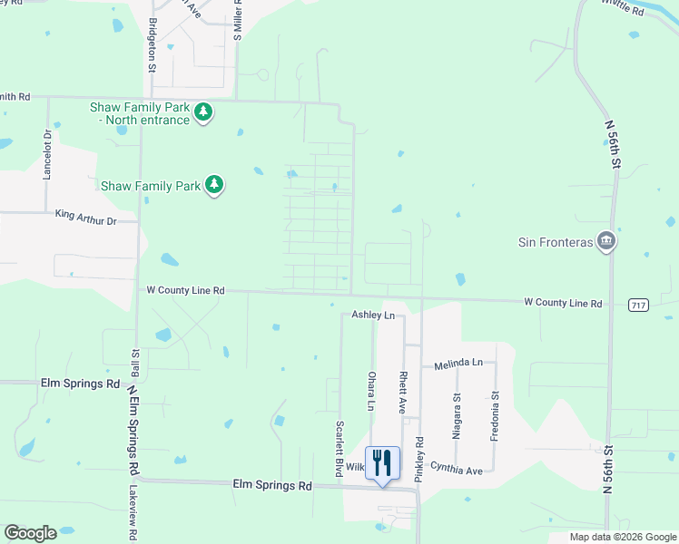 map of restaurants, bars, coffee shops, grocery stores, and more near 11903-14199 South Downum Road in Springdale